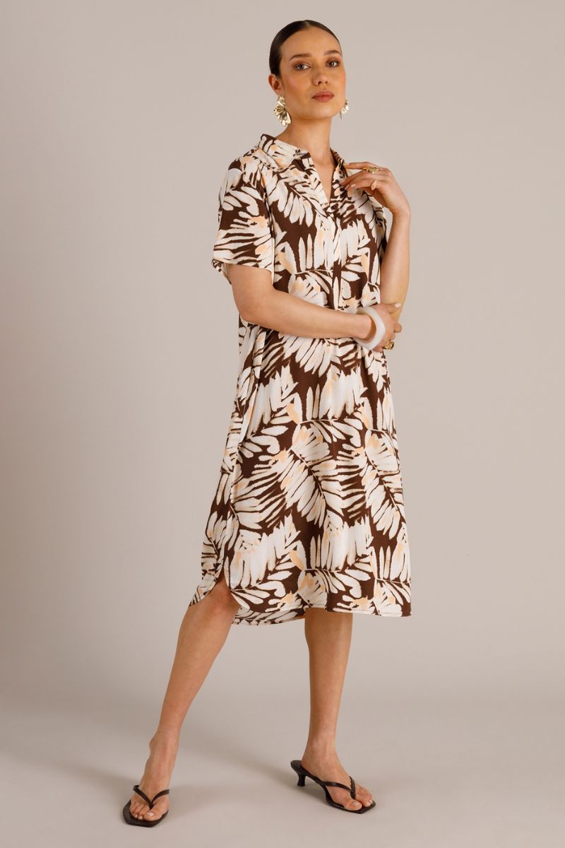 Yest Tereza Essential jurk, Coffee BrownMulticolour